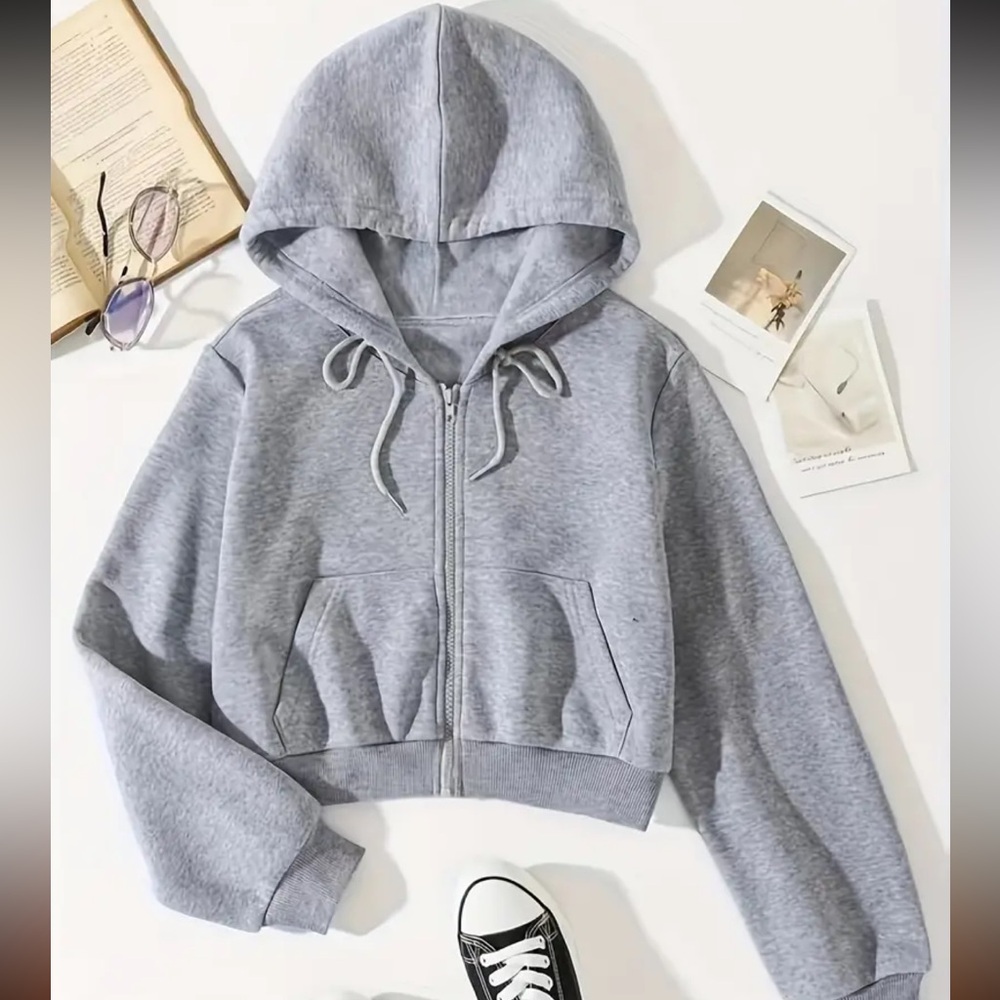 Crop zip up hoodie